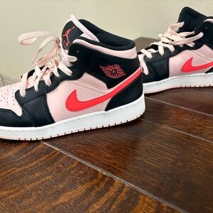 Nike Kids Pink Black Red Air Jordan Style Sneakers